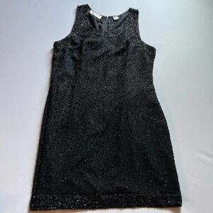 Laurence Kazar Black beaded cocktail dress PL